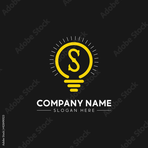 Initial Letter S With Bright colorful light bulb logo