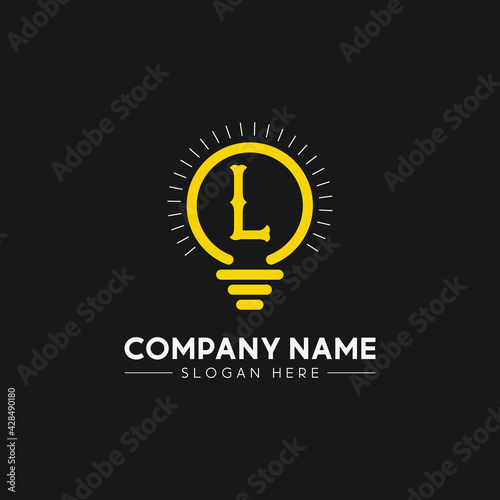 Initial Letter L With Bright colorful light bulb logo