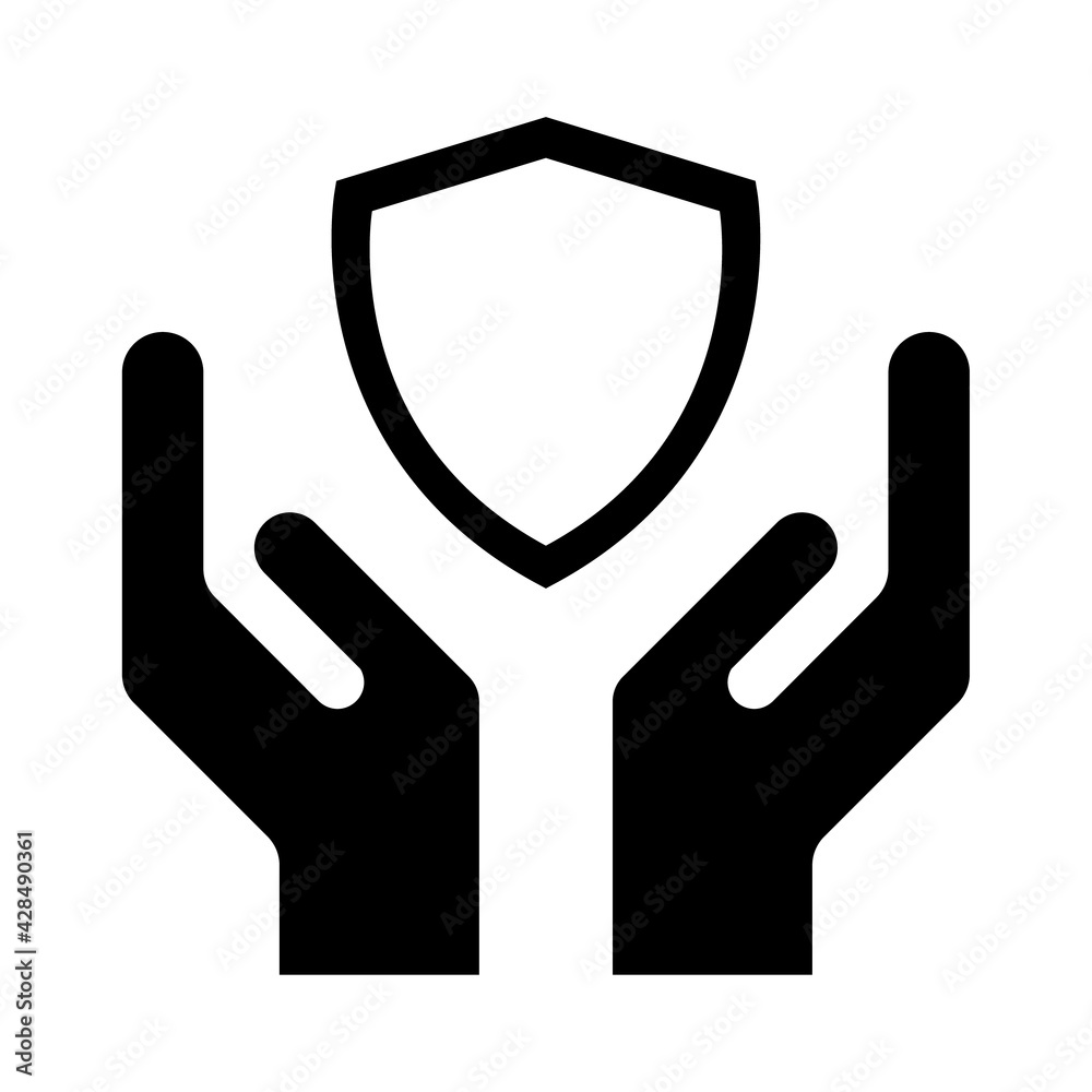 Hope icon, human hand with shield symbol, help and protection graphic design, support vector illustration Hope icon, human hand with shield symbol, help and protection graphic design, support vector illustration