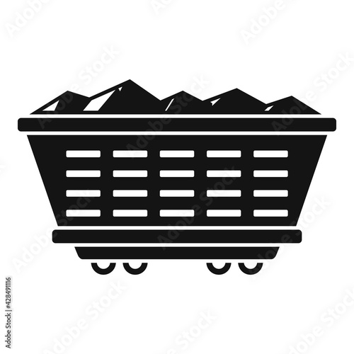 Metallurgy wagon icon, simple style