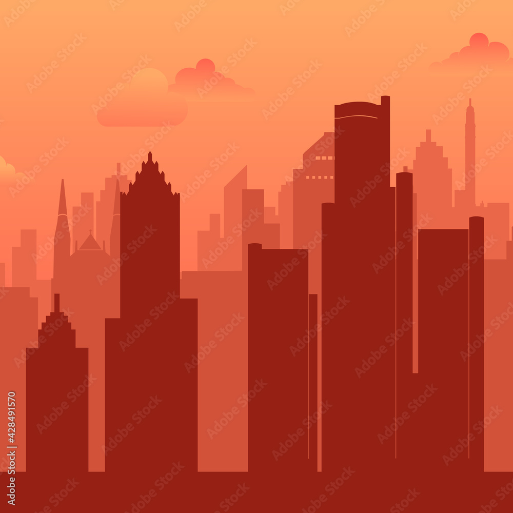 Detroit, USA famous city scape view background. Detroit, USA famous city scape view background.