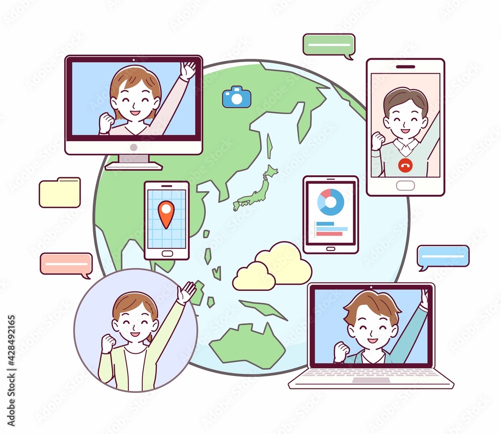 世界中とコミュニケーションをする人 世界中とコミュニケーションをする人
