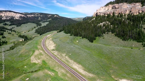 aerial drone over  Wyoming in Bighorn Mountains  photo