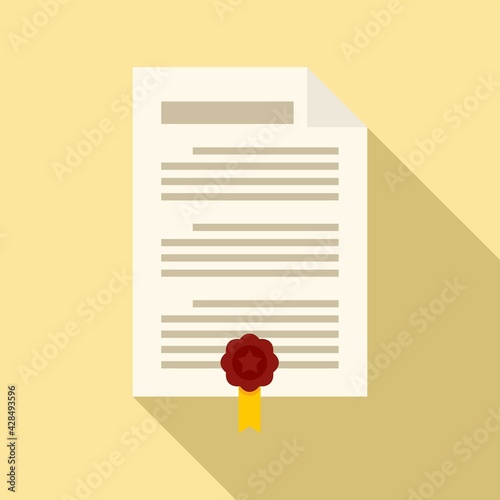 Attestation document icon, flat style