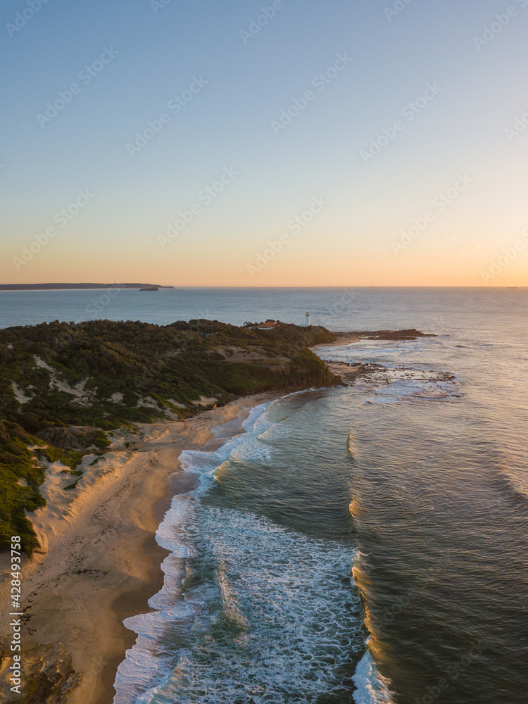 Aerial view of Norah Head in the morning, NSW, Australia.