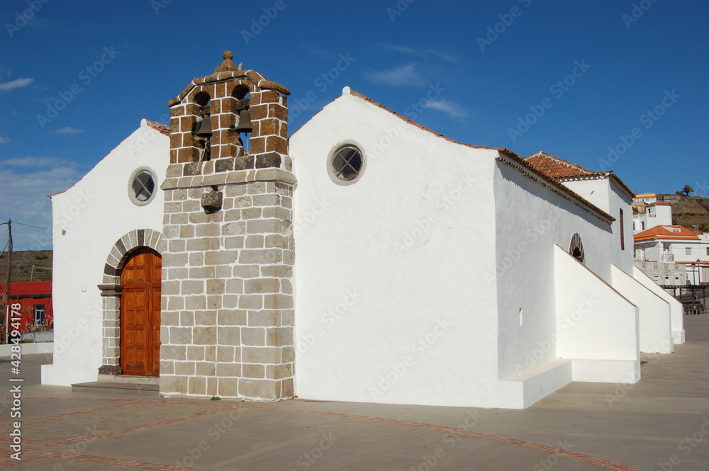Kirche 'Parroquia de Nuestra Señora de la Candelaria' aus dem 16. Jahrhundert in der alten Hauptstadt Chipude, La Gomera, Kanarische Inseln, Spanien