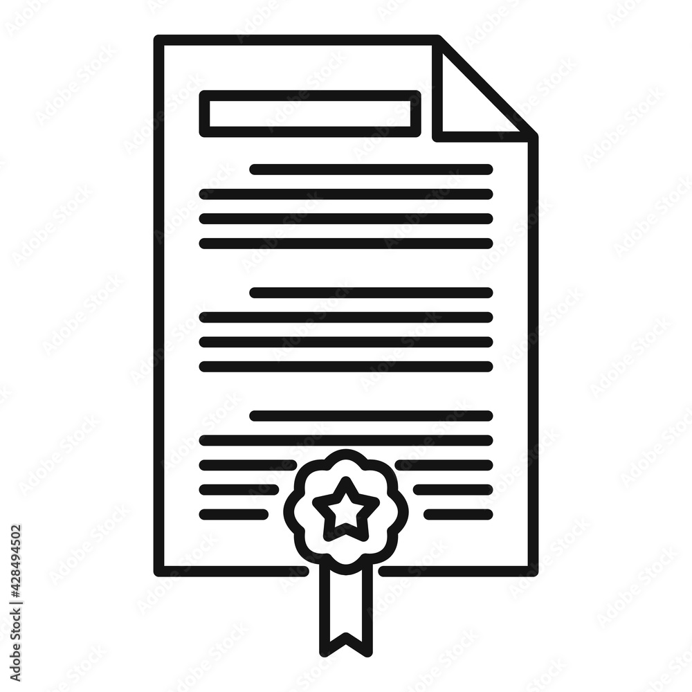 Attestation document icon, outline style Attestation document icon, outline style