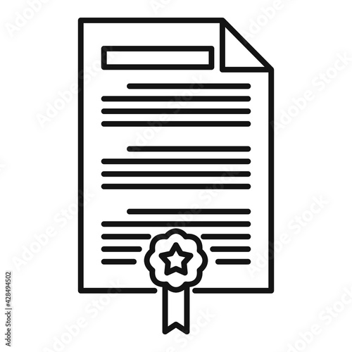 Attestation document icon, outline style