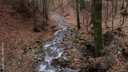 Polish mountains in spring/autumn, cloudy and windy day in Soszow, Wisla.