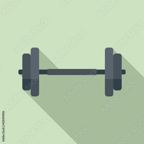 Gym barbell icon, flat style
