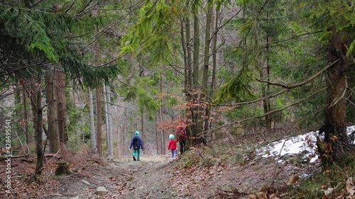 Polish mountains in spring/autumn, cloudy and windy day in Soszow, Wisla.