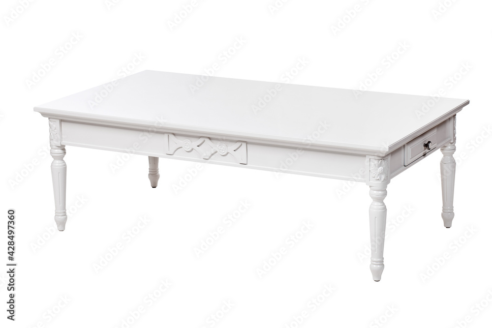 White coffee table with drawer, with clipping path White coffee table with drawer, with clipping path