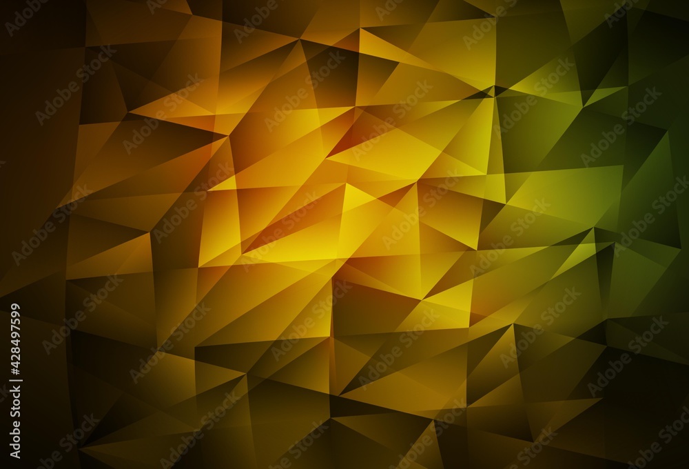 Dark Green, Yellow vector background with polygonal style.