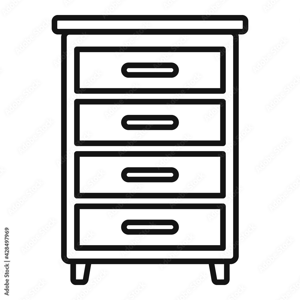 Wood drawer icon, outline style Wood drawer icon, outline style