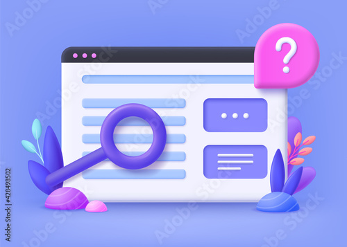 FAQ, frequently asked question concept. Online communication, getting help information, asking and answering questions. Online Support center. 3d vector illustration.