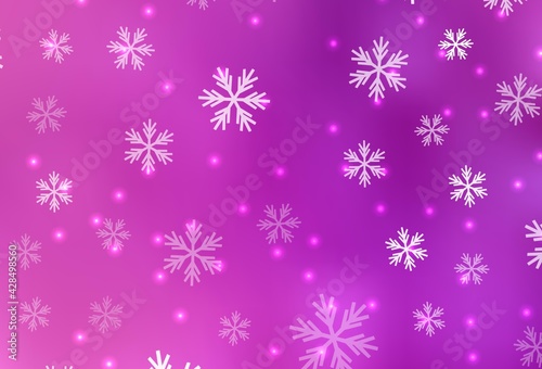 Light Pink vector template with ice snowflakes, stars.