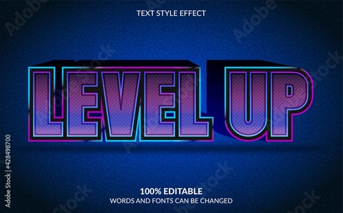 Editable text effect Level Up text style
