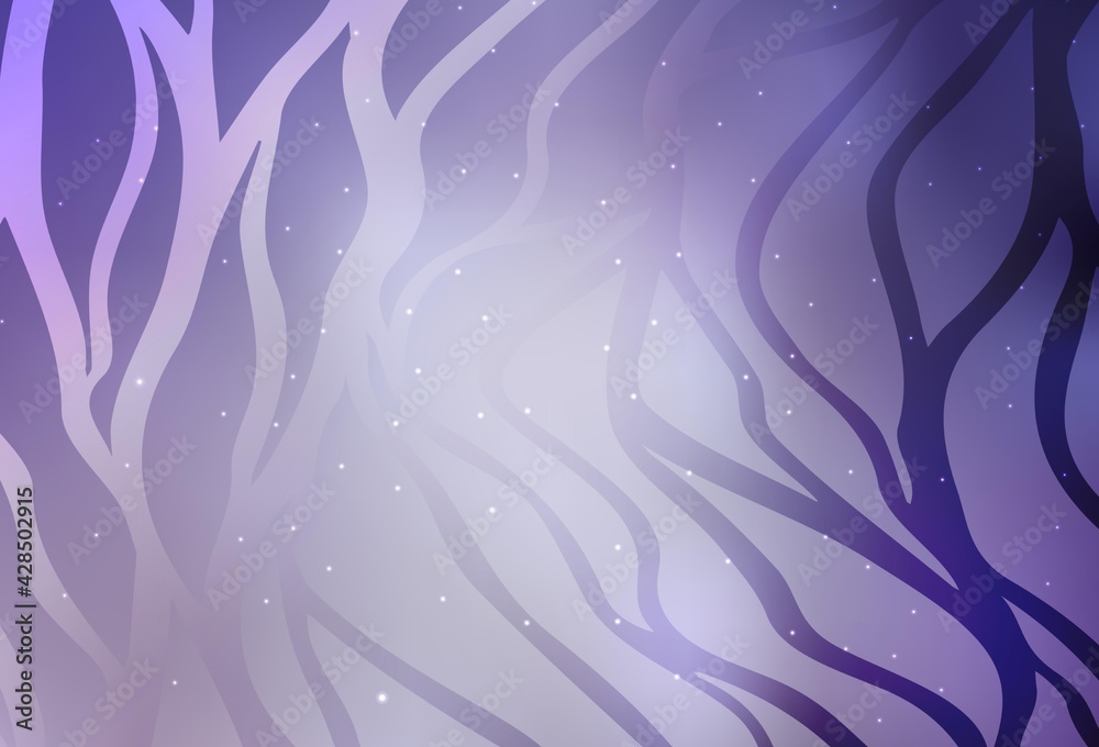 Light Purple vector background with curved lines.