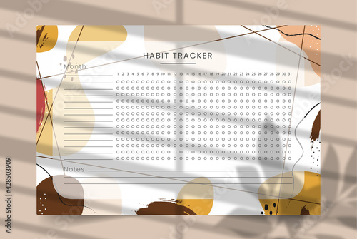 Habit Tracker. Monthly planner habit tracker blank template. Monthly planer. Vector illustration.