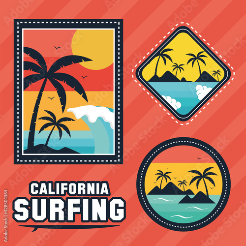 three surf patches