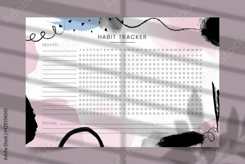 Habit Tracker. Monthly planner habit tracker blank template. Monthly planer. Vector illustration.
