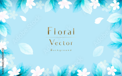 花と葉のベクター背景　Elegant　Flowers Vector Background