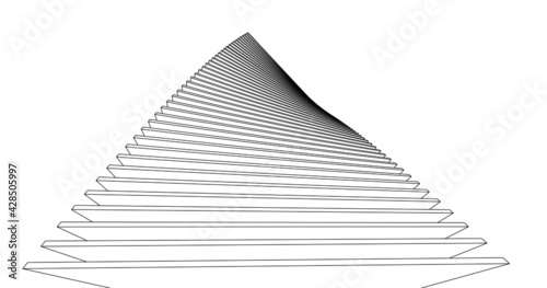 Perspective outline architecture building 3d illustration, modern urban architecture abstract background design.