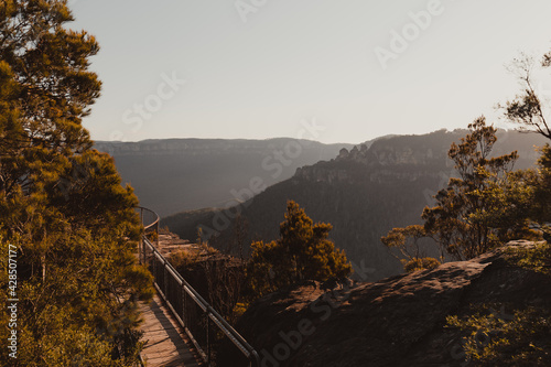 View of the Three Sisters from Sublime Point Lookout in the Blue Mountains National Park, NSW.