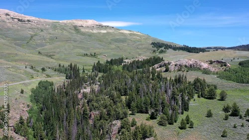 aerial drone over  Wyoming in Bighorn Mountains  photo