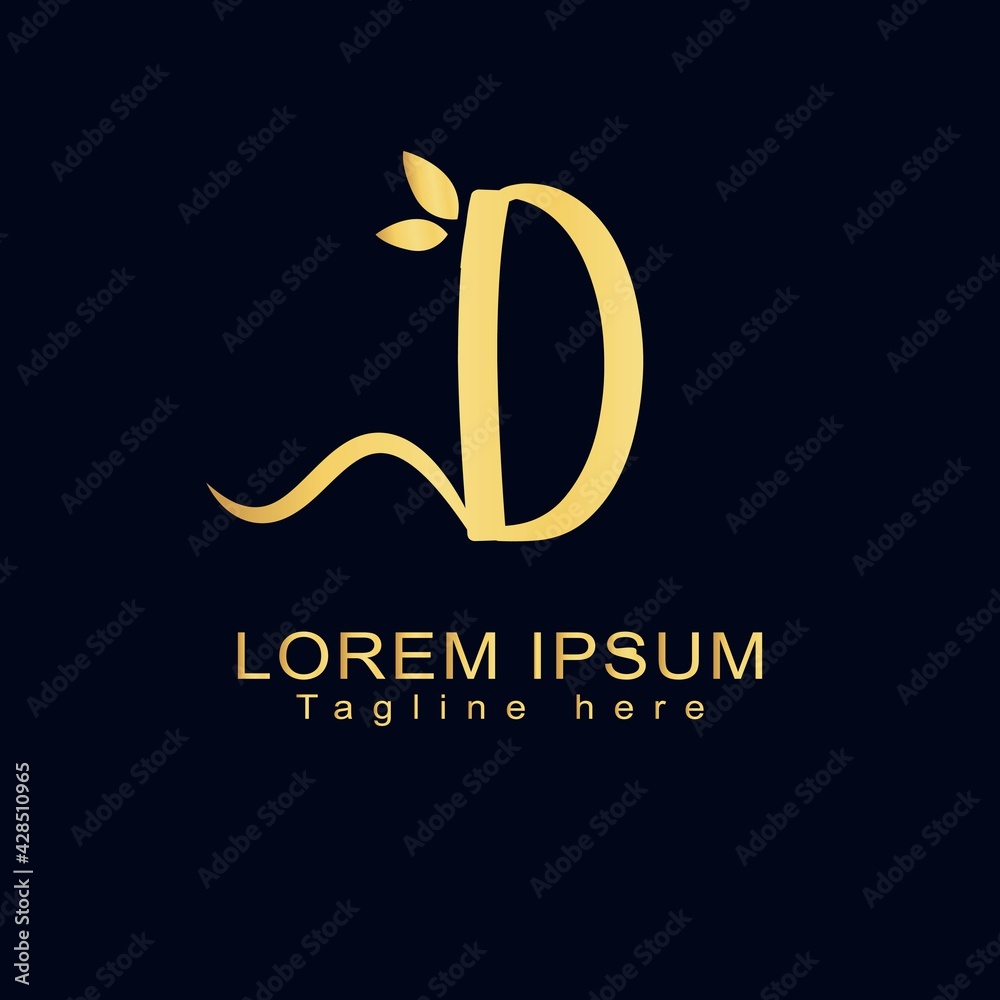 Alphabet capital logo creative design luxury concept with leaf ornament silhouette Alphabet capital logo creative design luxury concept with leaf ornament silhouette