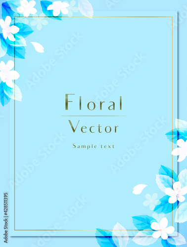 Elegant Spring Flowers Vector Background　花と葉のベクター背景　テンプレートデザイン