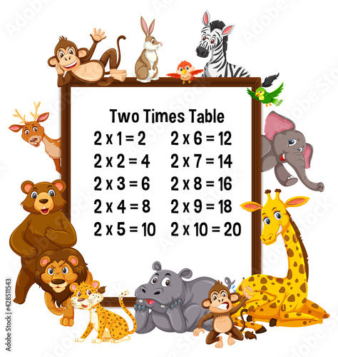 Two Times Table with wild animals