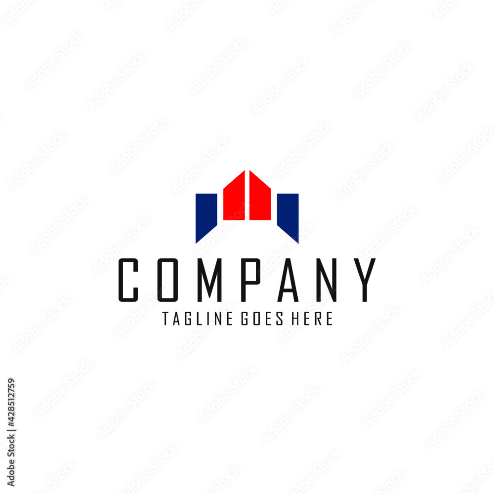 abstract logo of several tapered squares in red and blue abstract logo of several tapered squares in red and blue