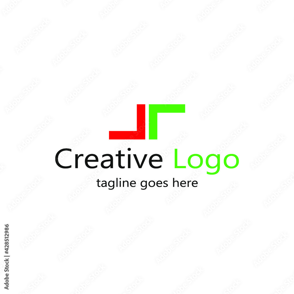 abstract two letter L logo in green and red