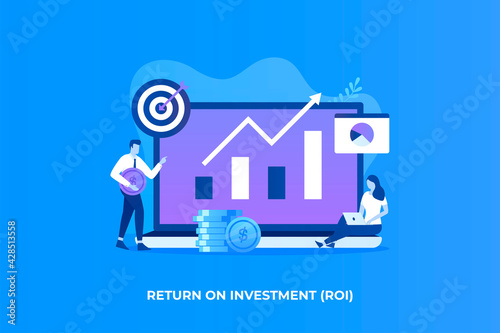 Flat illustration of Return on investment concept. Illustration for websites, landing pages, mobile applications, posters and banners.