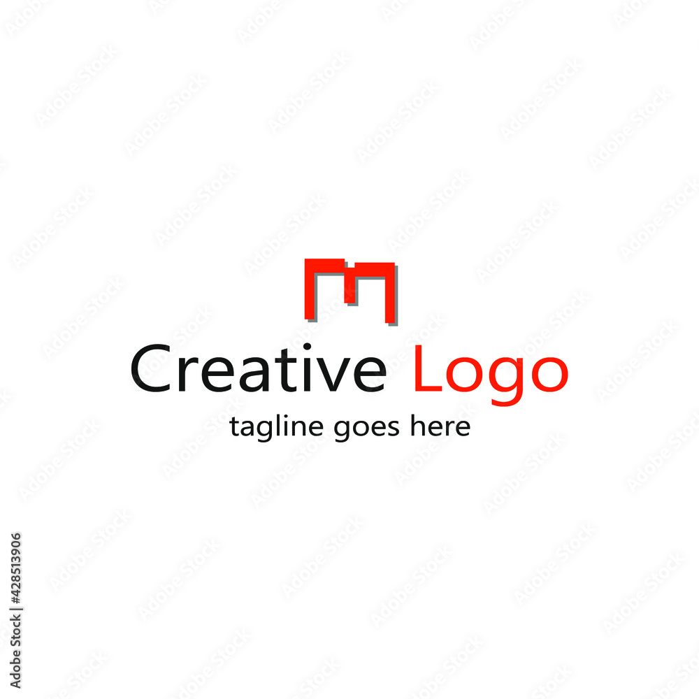 M letter logo image with dark gray shading