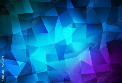 Dark Pink, Blue vector shining triangular layout.