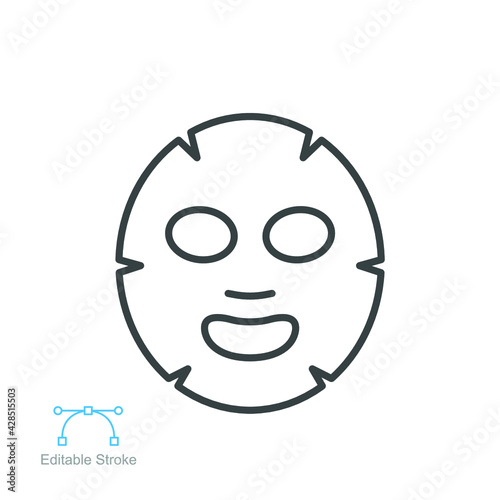 Facial sheet mask icon. Cosmetology, medicine health care. skin care beauty product packaging. Cosmetic spa product for clean skin. outline style vector illustration design on white background. EPS 10
