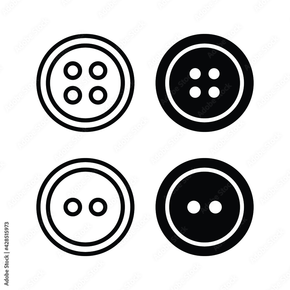 button icon, accessories element. Round button for clothes. dress craft Line and solid style for mobile, website. Sewing button with four holes. Vector illustration design on white background. EPS 10 button icon, accessories element. Round button for clothes. dress craft Line and solid style for mobile, website. Sewing button with four holes. Vector illustration design on white background. EPS 10