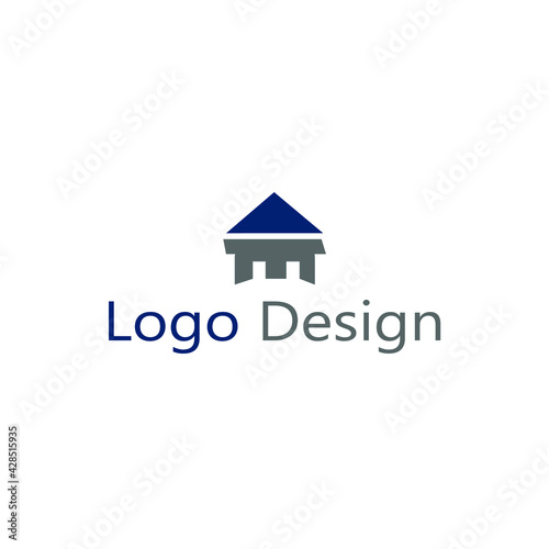 Free Download abstract logo shaped house in blue and gray color - GFXLoad