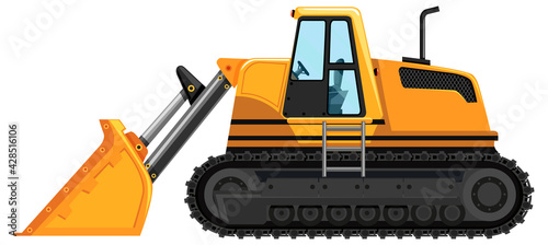 Yellow front loader isolated on white background