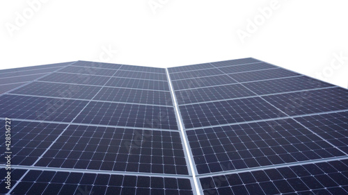 Solar panel on white background. Solar panels on the roof. Close-up frontal view of a photovoltaic panel.
