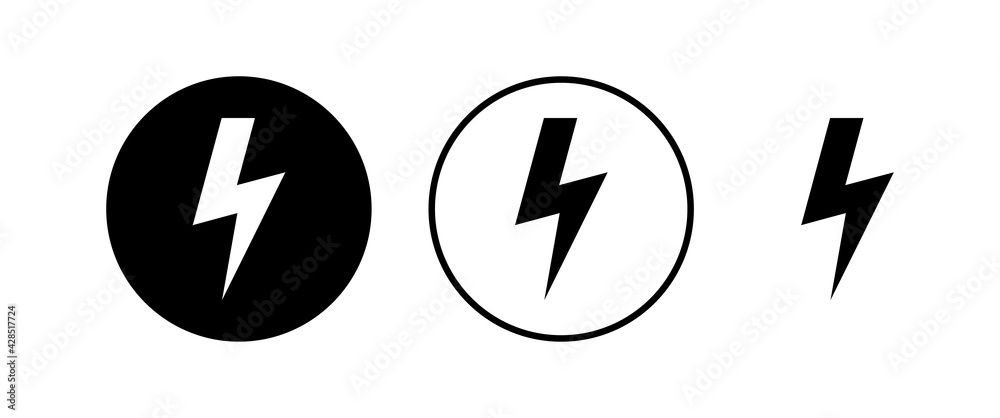 Lightning icons set. Bolt icon vector. Energy and thunder electric icon Lightning icons set. Bolt icon vector. Energy and thunder electric icon