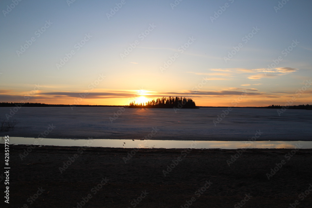 April Sunset On Astotin Lake, Elk Island National Park, Alberta