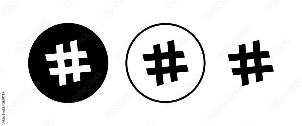 Fototapeta premium Hashtag icons set. black hashtag icon