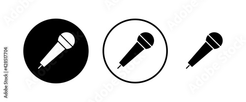 Microphone Icons set. Mic sign. Karaoke microphone icon. Broadcast mic sign