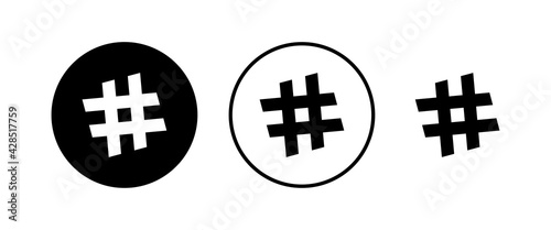 Hashtag icons set. black hashtag icon