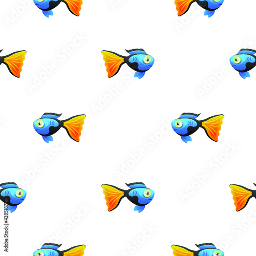 Seamless Pattern Abstract Elements Fish Seafood Vector Design Style Background Illustration © Дмитрий