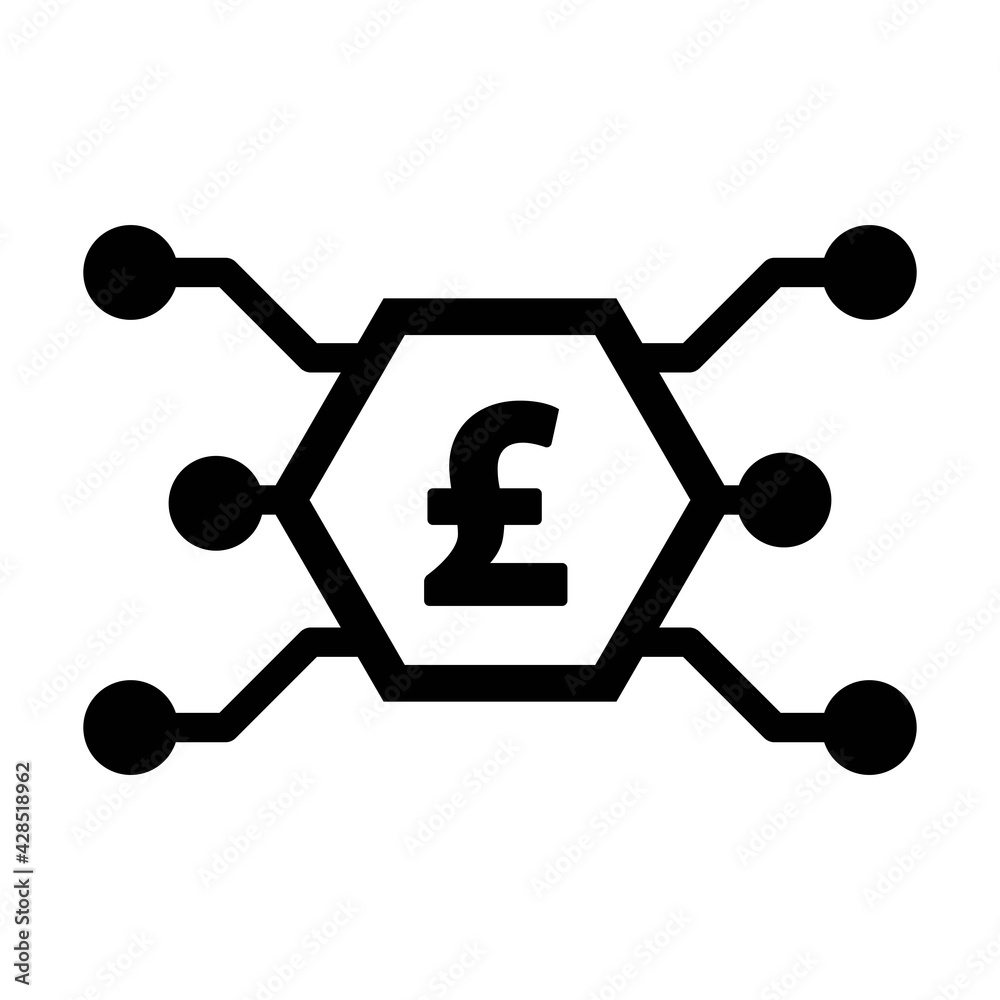 Digital pound coin icon vector currency symbol for digital transactions for asset and wallet in a flat color glyph pictogram illustration Digital pound coin icon vector currency symbol for digital transactions for asset and wallet in a flat color glyph pictogram illustration