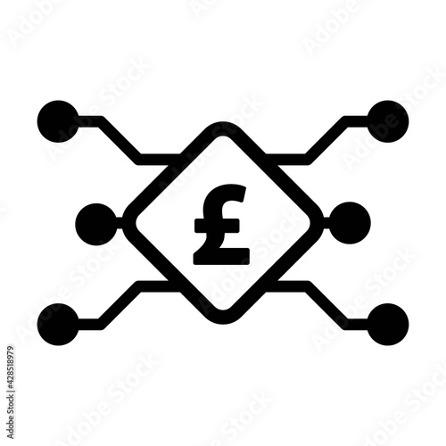 Digital pound sign icon vector currency symbol for digital transactions for asset and wallet in a flat color glyph pictogram illustration